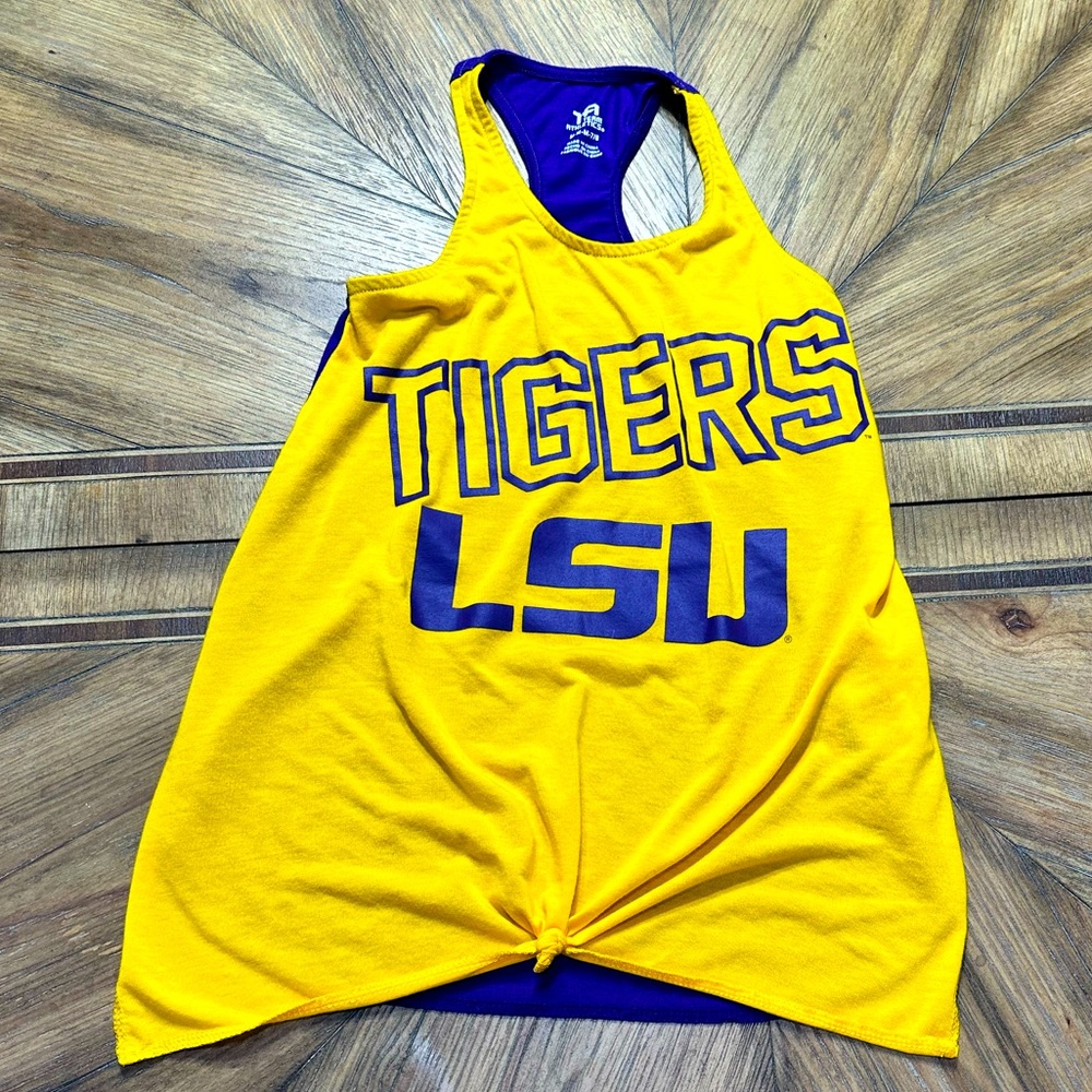 EUC Girls’ Team Athletics Purple/Gold LSU Tigers Tank Top — Size Medium (7y-8y)